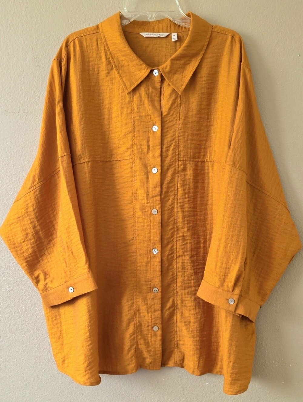 Soft Surroundings Womens Mustard Button Down Shirt - Size 3X